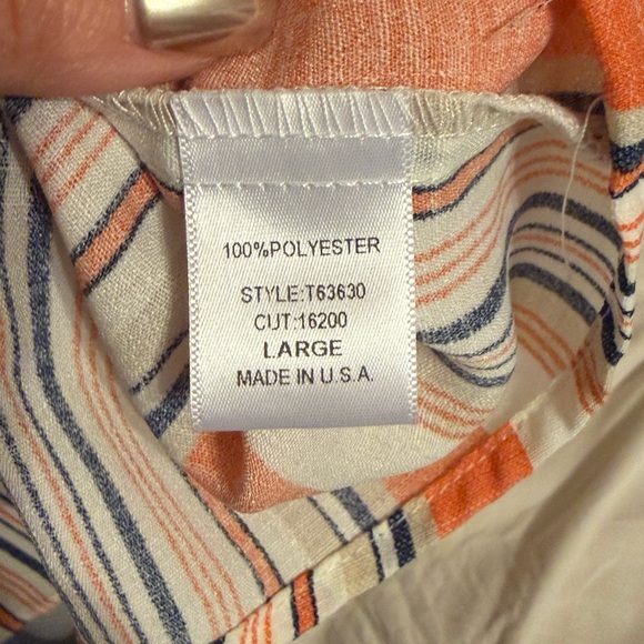 ODDY Orange and White Striped Women's Blouse Bell Sleeves Large Flowy Beautiful - Picture 6 of 7